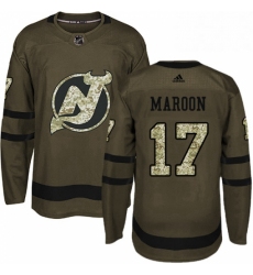 Mens Adidas New Jersey Devils 17 Patrick Maroon Authentic Green Salute to Service NHL Jerseyey 
