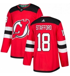 Mens Adidas New Jersey Devils 18 Drew Stafford Authentic Red Home NHL Jersey 