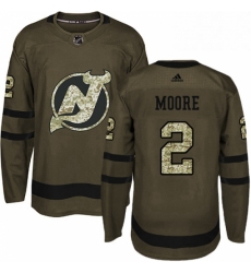 Mens Adidas New Jersey Devils 2 John Moore Authentic Green Salute to Service NHL Jersey 