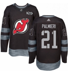 Mens Adidas New Jersey Devils 21 Kyle Palmieri Authentic Black 1917 2017 100th Anniversary NHL Jersey 