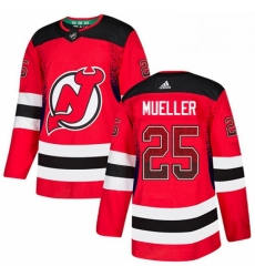 Mens Adidas New Jersey Devils 25 Mirco Mueller Authentic Red Drift Fashion NHL Jersey 