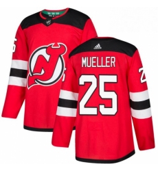 Mens Adidas New Jersey Devils 25 Mirco Mueller Authentic Red Home NHL Jersey 