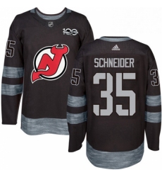 Mens Adidas New Jersey Devils 35 Cory Schneider Authentic Black 1917 2017 100th Anniversary NHL Jersey 