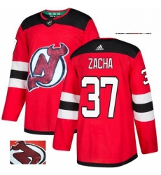 Mens Adidas New Jersey Devils 37 Pavel Zacha Authentic Red Fashion Gold NHL Jersey 