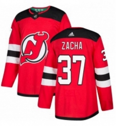 Mens Adidas New Jersey Devils 37 Pavel Zacha Authentic Red Home NHL Jersey 