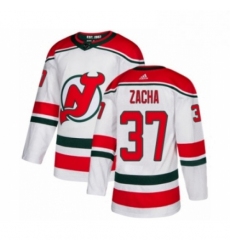 Mens Adidas New Jersey Devils 37 Pavel Zacha Premier White Alternate NHL Jersey 