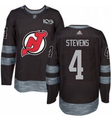 Mens Adidas New Jersey Devils 4 Scott Stevens Authentic Black 1917 2017 100th Anniversary NHL Jersey 