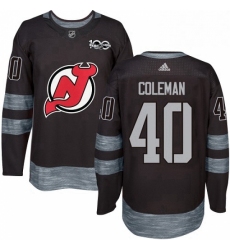 Mens Adidas New Jersey Devils 40 Blake Coleman Authentic Black 1917 2017 100th Anniversary NHL Jersey 