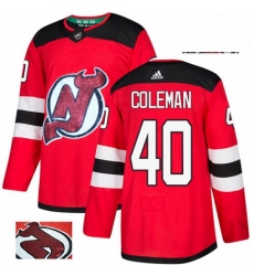 Mens Adidas New Jersey Devils 40 Blake Coleman Authentic Red Fashion Gold NHL Jersey 