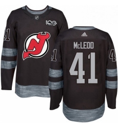 Mens Adidas New Jersey Devils 41 Michael McLeod Authentic Black 1917 2017 100th Anniversary NHL Jersey 