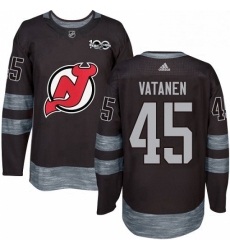 Mens Adidas New Jersey Devils 45 Sami Vatanen Authentic Black 1917 2017 100th Anniversary NHL Jersey 