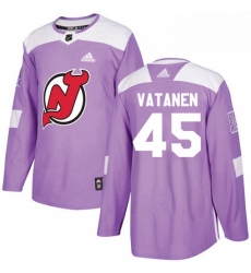 Mens Adidas New Jersey Devils 45 Sami Vatanen Authentic Purple Fights Cancer Practice NHL Jersey 