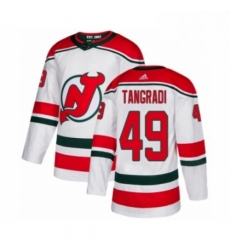 Mens Adidas New Jersey Devils 49 Eric Tangradi Authentic White Alternate NHL Jersey 