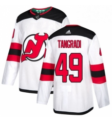 Mens Adidas New Jersey Devils 49 Eric Tangradi Authentic White Away NHL Jersey 