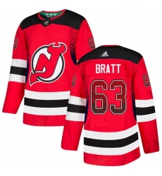 Mens Adidas New Jersey Devils 63 Jesper Bratt Authentic Red Drift Fashion NHL Jersey 