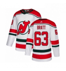 Mens Adidas New Jersey Devils 63 Jesper Bratt Authentic White Alternate NHL Jersey 