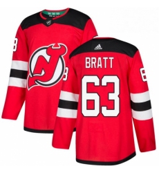 Mens Adidas New Jersey Devils 63 Jesper Bratt Premier Red Home NHL Jersey 