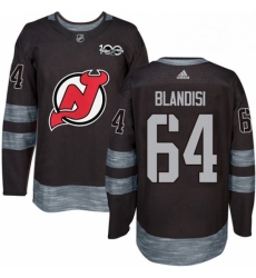 Mens Adidas New Jersey Devils 64 Joseph Blandisi Authentic Black 1917 2017 100th Anniversary NHL Jersey 