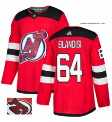 Mens Adidas New Jersey Devils 64 Joseph Blandisi Authentic Red Fashion Gold NHL Jersey 