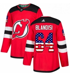 Mens Adidas New Jersey Devils 64 Joseph Blandisi Authentic Red USA Flag Fashion NHL Jersey 