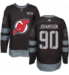 Mens Adidas New Jersey Devils 90 Marcus Johansson Authentic Black 1917 2017 100th Anniversary NHL Jersey 