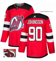 Mens Adidas New Jersey Devils 90 Marcus Johansson Authentic Red Fashion Gold NHL Jersey 