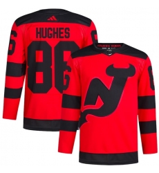 Men's New Jersey Devils #86 Jack Hughes Red 2023-2024 Stadium Series Stitched Jersey