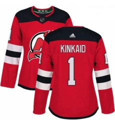 Womens Adidas New Jersey Devils 1 Keith Kinkaid Authentic Red Home NHL Jersey 