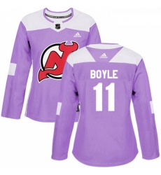 Womens Adidas New Jersey Devils 11 Brian Boyle Authentic Purple Fights Cancer Practice NHL Jersey 