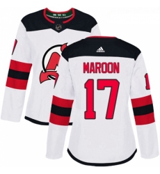 Womens Adidas New Jersey Devils 17 Patrick Maroon Authentic White Away NHL Jersey 