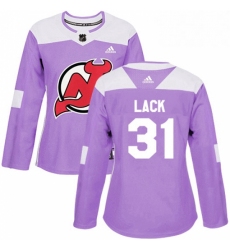 Womens Adidas New Jersey Devils 31 Eddie Lack Authentic Purple Fights Cancer Practice NHL Jersey 