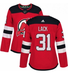 Womens Adidas New Jersey Devils 31 Eddie Lack Authentic Red Home NHL Jersey 