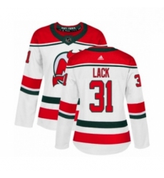 Womens Adidas New Jersey Devils 31 Eddie Lack Authentic White Alternate NHL Jersey 