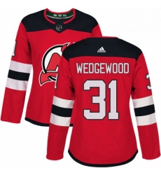 Womens Adidas New Jersey Devils 31 Scott Wedgewood Authentic Red Home NHL Jersey 