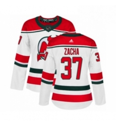 Womens Adidas New Jersey Devils 37 Pavel Zacha Authentic White Alternate NHL Jersey 