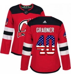 Womens Adidas New Jersey Devils 40 Michael Grabner Authentic Red USA Flag Fashion NHL Jersey 