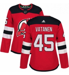 Womens Adidas New Jersey Devils 45 Sami Vatanen Authentic Red Home NHL Jersey 