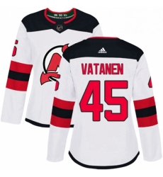 Womens Adidas New Jersey Devils 45 Sami Vatanen Authentic White Away NHL Jersey 