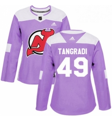 Womens Adidas New Jersey Devils 49 Eric Tangradi Authentic Purple Fights Cancer Practice NHL Jersey 