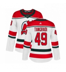 Womens Adidas New Jersey Devils 49 Eric Tangradi Authentic White Alternate NHL Jersey 