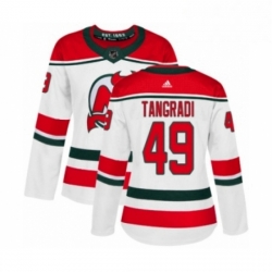 Womens Adidas New Jersey Devils 49 Eric Tangradi Authentic White Alternate NHL Jersey 
