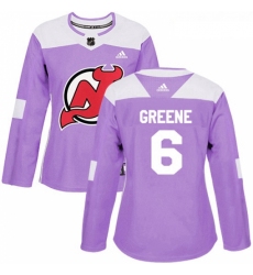 Womens Adidas New Jersey Devils 6 Andy Greene Authentic Purple Fights Cancer Practice NHL Jersey 