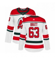 Womens Adidas New Jersey Devils 63 Jesper Bratt Authentic White Alternate NHL Jersey 