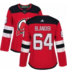 Womens Adidas New Jersey Devils 64 Joseph Blandisi Authentic Red Home NHL Jersey 