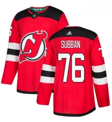 Devils #76 P  K  Subban Red Home Authentic Stitched Youth Hockey Jersey