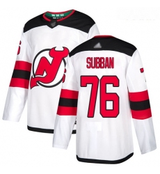 Devils #76 P  K  Subban White Road Authentic Stitched Youth Hockey Jersey