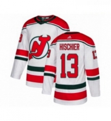 Youth Adidas New Jersey Devils 13 Nico Hischier Authentic White Alternate NHL Jersey 