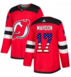 Youth Adidas New Jersey Devils 17 Patrick Maroon Authentic Red USA Flag Fashion NHL Jersey 