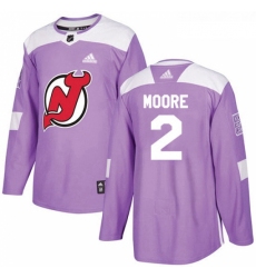 Youth Adidas New Jersey Devils 2 John Moore Authentic Purple Fights Cancer Practice NHL Jersey 
