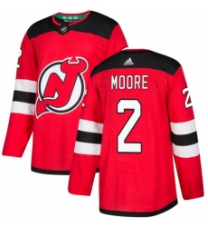 Youth Adidas New Jersey Devils 2 John Moore Authentic Red Home NHL Jersey 